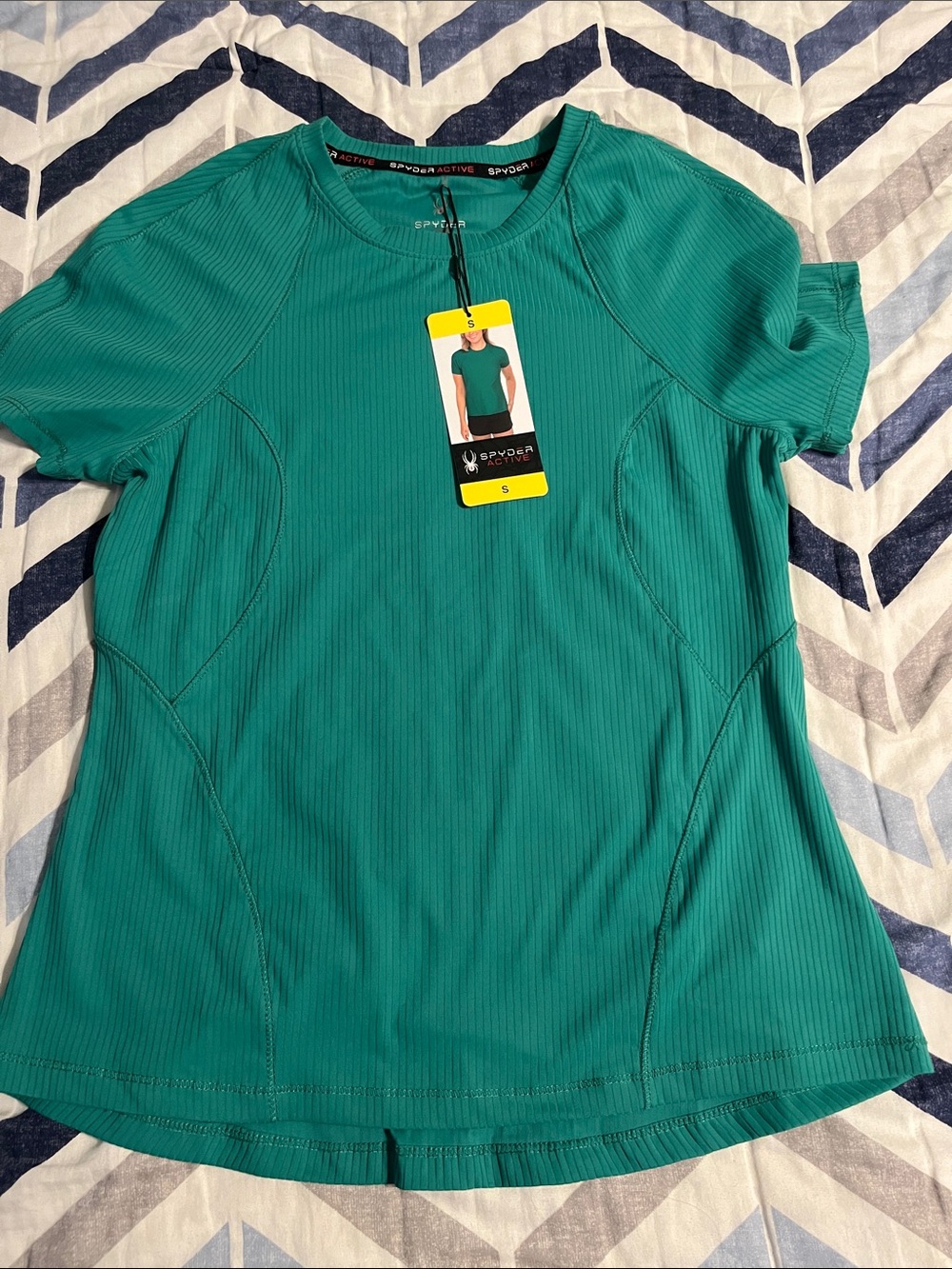 Spyder Teal Ribbed Short-Sleeve Active Tee